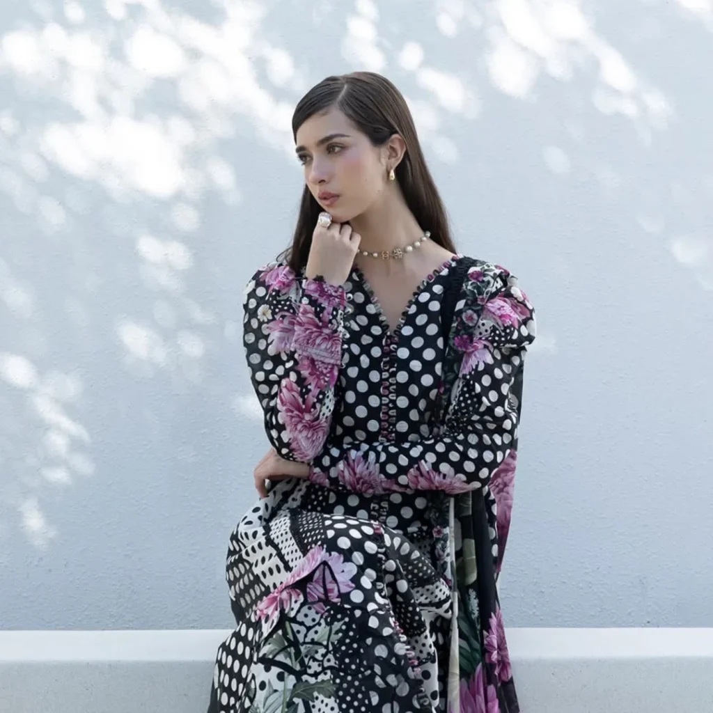 Meera Onyx Polka Printed Premium Slub Cotton 3-piece Suit