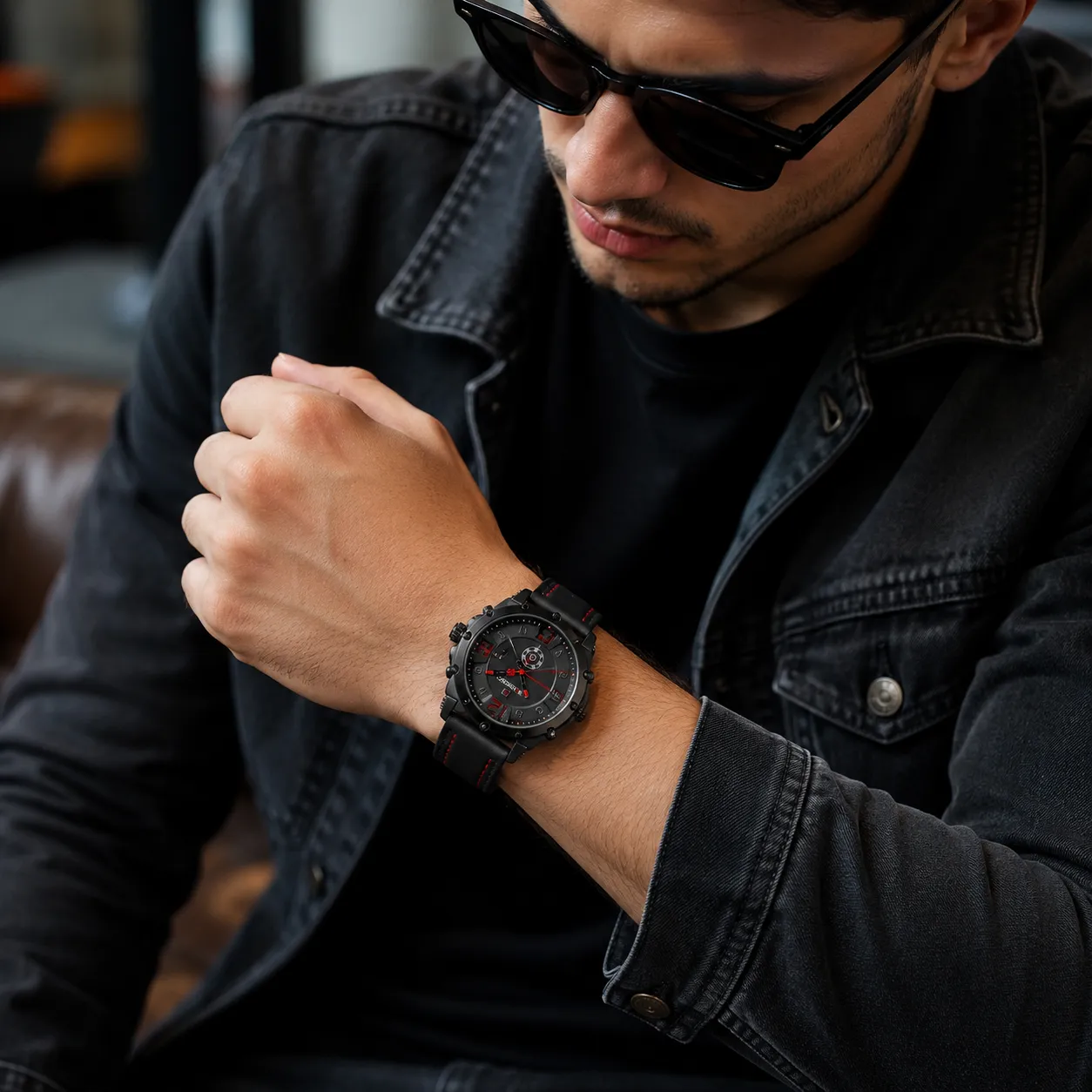 Naviforce 9099 L for Men - Black Red - Image 4